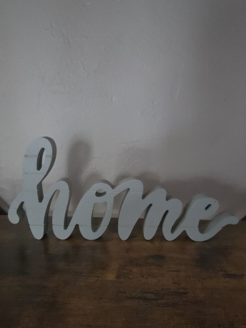 Home Script Wooden Wall Decor - Light Gray/Blue